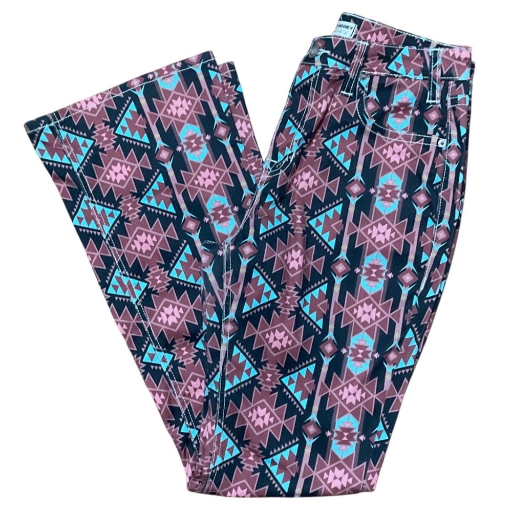 Rock & Roll Denim x Hooey High Rise Baby Flare Western Rodeo Jeans W30 L34